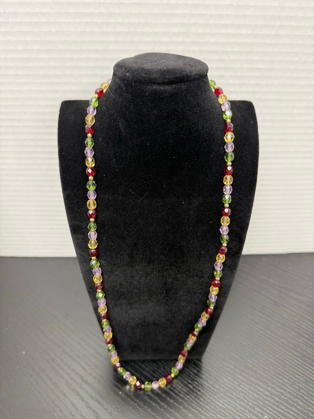Vintage Napier Necklace 22" Long Multi Colored Glass Beads Red Green Pink Orange